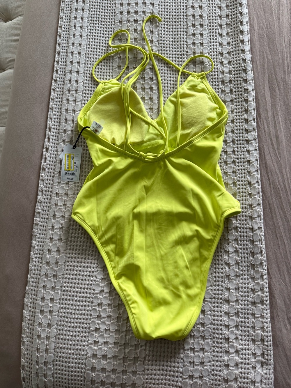 NEW Shade & Shore Neon Yellow One-Piece Swimsuit Size M - Picture 3 of 4